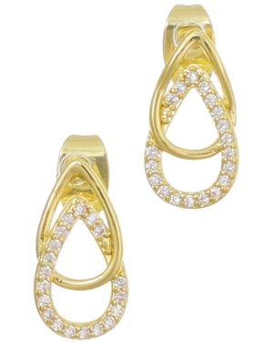 Adornia Cubic Zirconia Overlap Teardrop Earrings - Metallic
