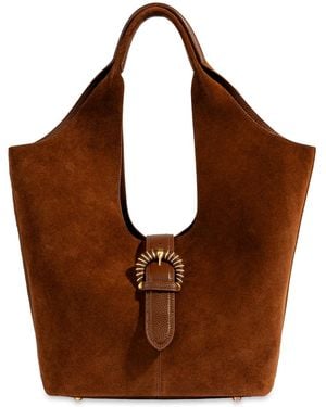 Sam Edelman Lucy Genuine Leather Buckle Extra-large Tote Handbag - Brown