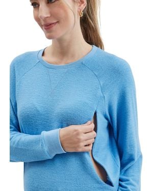 Nom Maternity Heart On My Sleeve Nursing Sweatshirt - Blue
