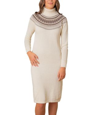 Hope & Henry Organic Long Sleeve Turtleneck Intarsia Sweater Dress - Gray
