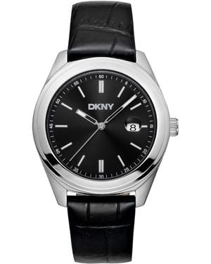 DKNY Modernist Classics Leather Strap Watch - Black