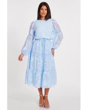 Quiz Jacquard Midi Dress - Blue