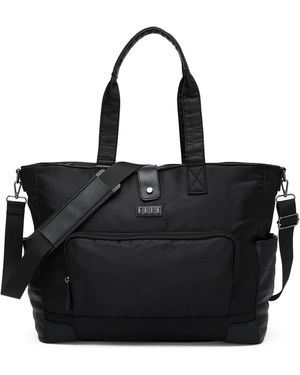 Elle Voyage 14.5" Twill And Faux Leather Weekender Tote Bag - Black