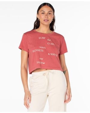 Roxy Surf Poem Cropped Boxy Short-sleeve T-shirt - Red