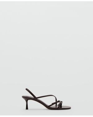 Mango Straps Kitten Heel Sandals - White