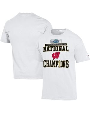 Champion Wisconsin Badgers 2026 Ncaa Frozen Four Ice Hockey National S Locker Room T-shirt - White