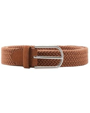 Mango Braided Leather Belt - Brown