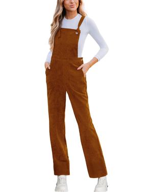 CUPSHE Corduroy Tie Strap Overalls - Brown