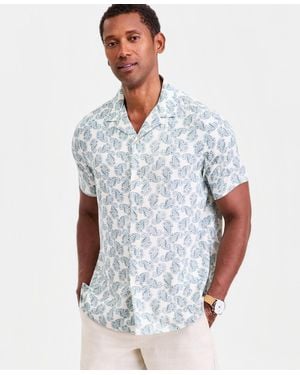 Club Room Petal Paisley Silk Blend Short Sleeve Shirt - White