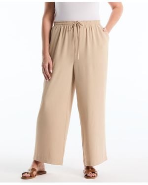 Rafaella Plus Size Drawstring Wide-leg Pants - Natural