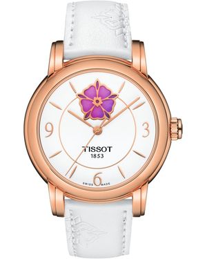 Tissot Swiss Automatic Lady Heart Powermatic 80 White Strap Watch 35mm - Pink