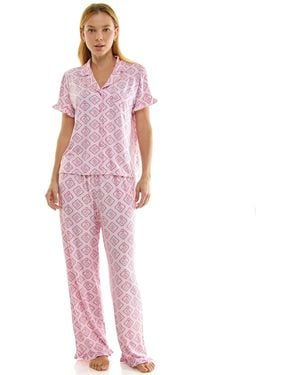 Sincerely Jules Notch Collar Top & Pants - Red