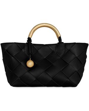 Rebecca Minkoff Frankie Woven Medium Leather Tote Handbag - Black