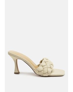 LONDON RAG Woven Strap Spool Heel Sandals - White
