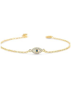 Mint & Lily Cubic Zirconia Evil Eye Charm Bracelet - Metallic