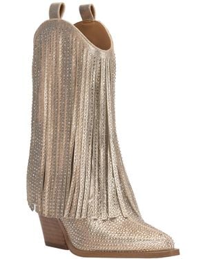 Jessica Simpson Paredisa Rhinestone Fringe Cowboy Booties - Natural