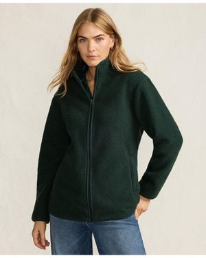 Lands' End Petite Cozy High Pile Full Zip Fleece Jacket - Green