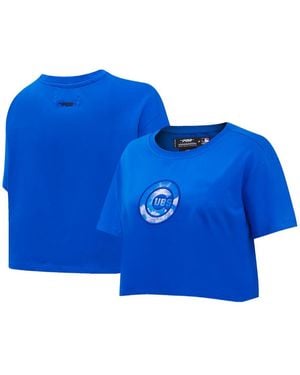Pro Standard Chicago Cubs Painted Sky Boxy Cropped T-shirt - Blue