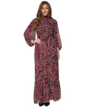 Eliza J Mock Neck Tie Maxi Dress - Red