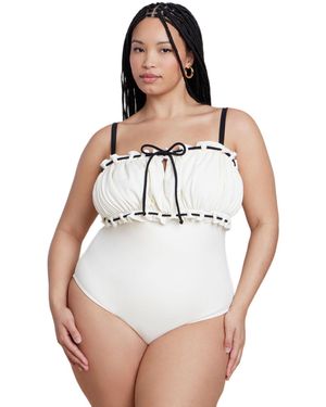Eloquii Plus Size Ruched Bandeau One Piece - White