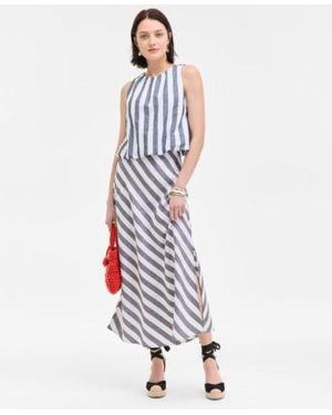 On 34th Cropped Bubble Hem Tank Striped Maxi Skirt Melindaa Espadrille Wedge Sandals Exclusively At Macys - White
