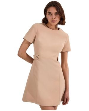 Karen Millen Detail Tailored Mini Dress - Natural