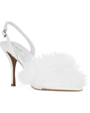 Jeffrey Campbell Price-f Faux-fur Slingback Stiletto Dress Sandals - White