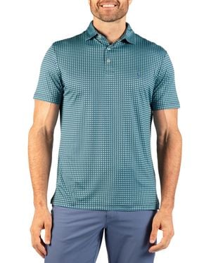 Tailorbyrd Square Geo Performance Polo - Blue