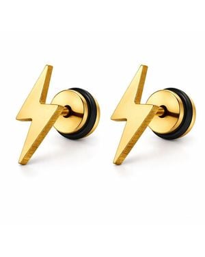 Rebl Jewelry Lightning Bolt Screwback Stud - Metallic