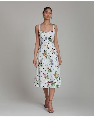 Avec Les Filles Fit & Flare Floral-print Dress - White