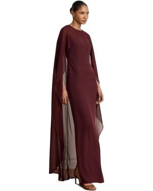 Ralph Lauren Round-neck Cape-overlay Georgette Ball Gown - Purple
