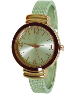 Olivia Pratt Rose Gold Every Day Textured Metal Bangle Watch - Green