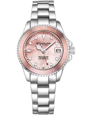 Stuhrling Diver Depth Master 3950l Quartz 32mm Fashion Watch - Pink