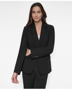 DKNY Notch-collar One-button Long Sleeve Blazer Jacket - Black