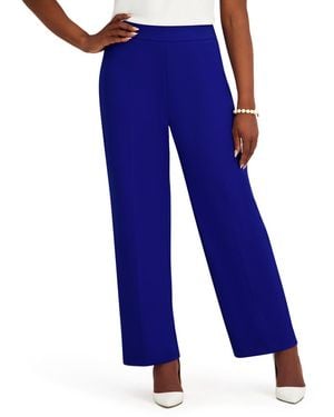 Kasper Elasticized Back Wide-leg Pants - Blue