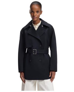 BOSS Boss By Cotton Buckled Belt Trench Coat - Black