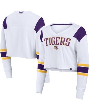 Fanatics Lsu Tigers Training Camp Cropped Long Sleeve V-neck Fashion Top - Blue