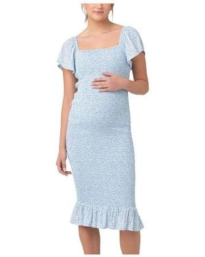 Ripe Maternity Selma Nursing Shirred Dress - Blue