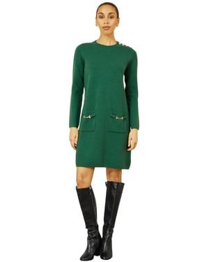 Yumi' Tunic Sweater Dress - Green