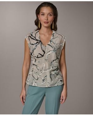 Donna Karan Sleeveless V-neck Top - Multicolor