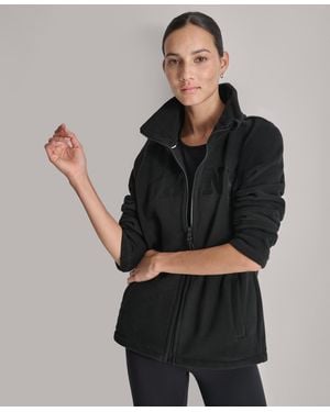DKNY Full-zip Varsity Logo Top - Black