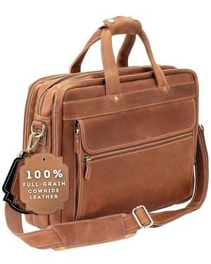 Luxorro Large Leather Briefcase - Brown