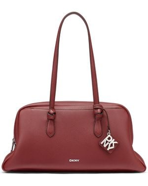 DKNY Eliza Large Bowling Zip-top Shoulder Handbag - Red