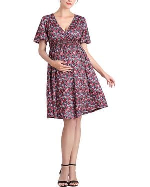Kimi + Kai Kimi + Kai Maternity Evin V-neck Nursing Dress - Purple
