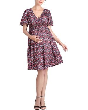 Kimi + Kai Kimi + Kai Maternity Evin V-neck Nursing Dress - Purple