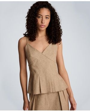 Kenneth Cole Fitted V-neck Cami Pleated Top - Brown