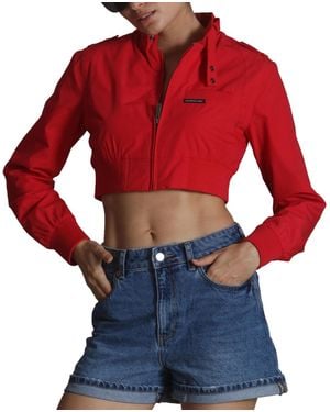 Members Only Mini Cropped Racer Jacket - Red