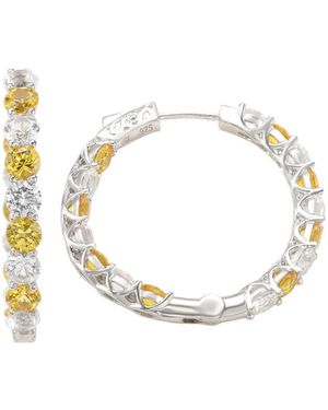 SUZY LEVIAN NEW YORK Suzy Levian Sterling Silver Sapphire & Created White Sapphire Martini Set Inside Out Hoop Earrings - Metallic