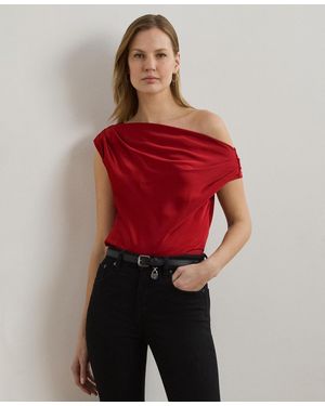Ralph Lauren Satin Charmeuse Off-the-shoulder Blouse - Red