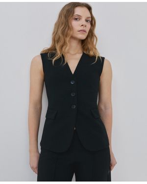 Mango Fitted Suit Waistcoat - Black